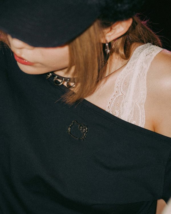 Hello Kitty Asymmetric Cut-out Logo Top