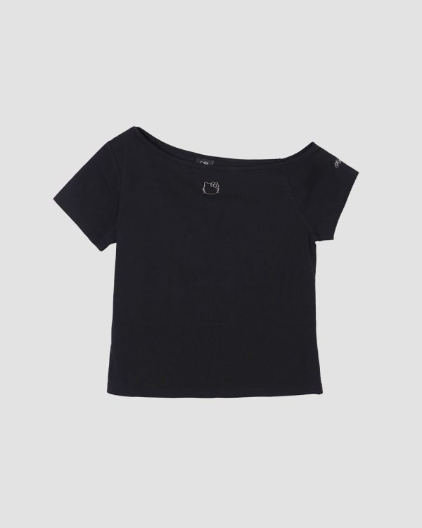 Hello Kitty Asymmetric Cut-out Logo Top